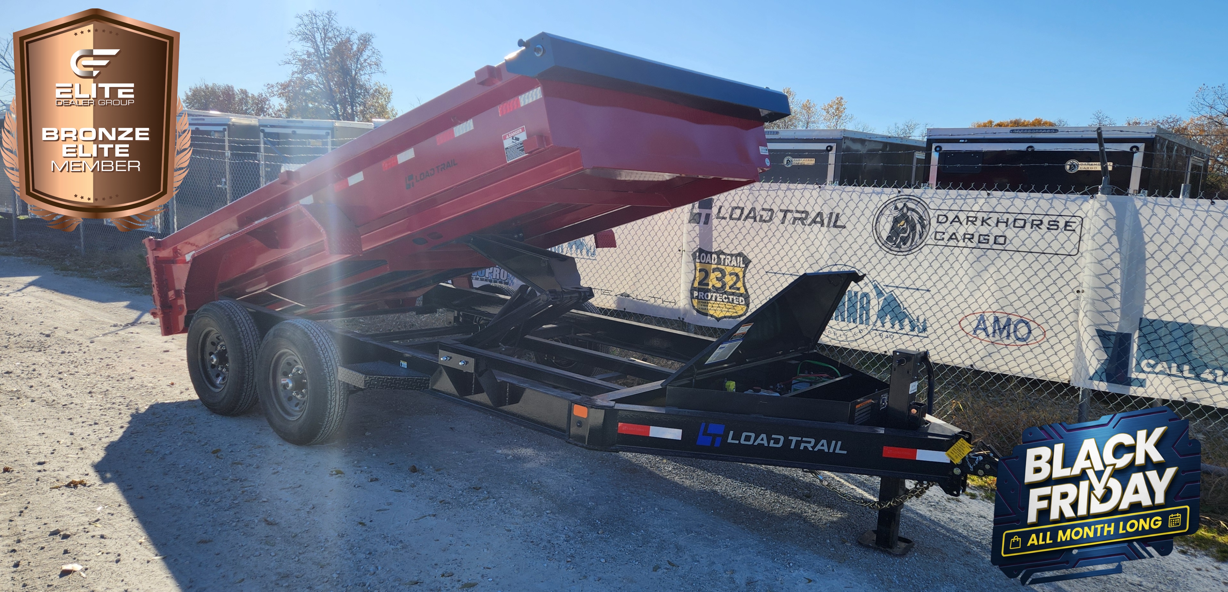 Black Friday Special Load Trail 83 X 14 Tandem Axle 14,000 Lb Economy Dump Trailer- 18" Sides- Red